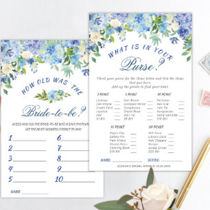 DOPPELSIDED Blue Hydrangea Brautparty Game