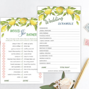 DOPPELSIDED Lemons & Greenery Brautparty Game