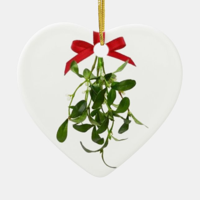 ** DOPPELSIED MISTLETOE** HERZGESTELLT KERAMIK ORNAMENT (Vorne)