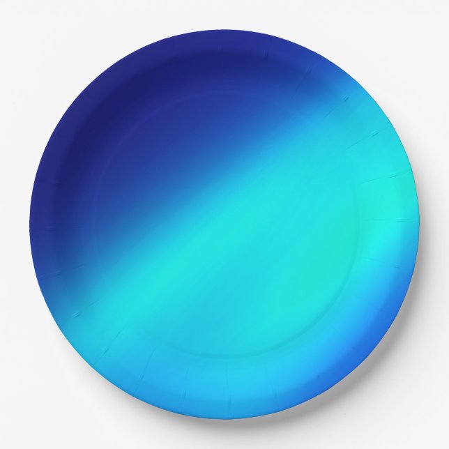 Doppelstrichmontage Ombre-Effekt Blau Pappteller (Vorderseite)