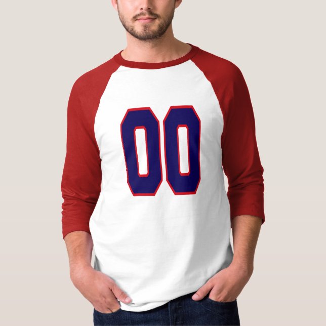 DOPPELT-NULL BLAUES U. ROT T-Shirt (Vorderseite)