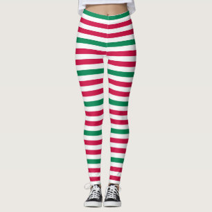 Doppelt-Rot mit grünen Streifen Leggings