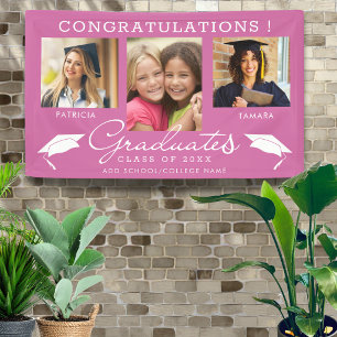 Doppelte Abschlussfeier 3 Foto-Collage Rosa und We Banner