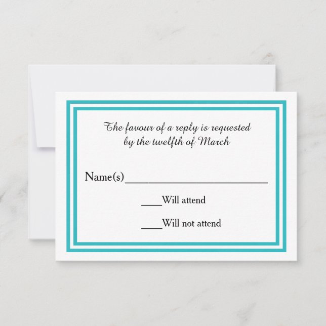 Doppelte Aquamarine Folie - RSVP-Karte RSVP Karte (Vorderseite)