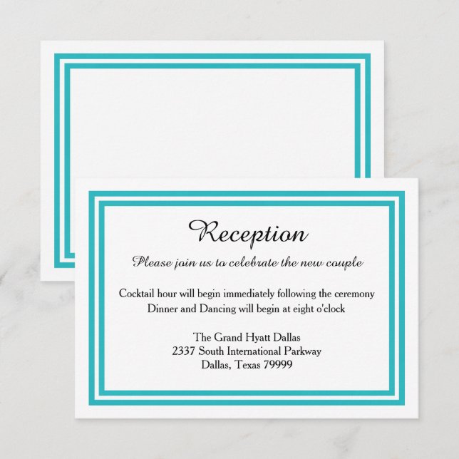 Doppelte Aquamarine Trim-Empfang-Einstrahlung Einladung (Vorne/Hinten)