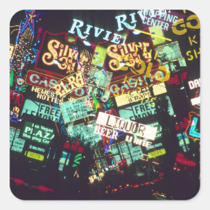 Doppelte Ausstellung, Casino Signs, Las Vegas, Quadratischer Aufkleber