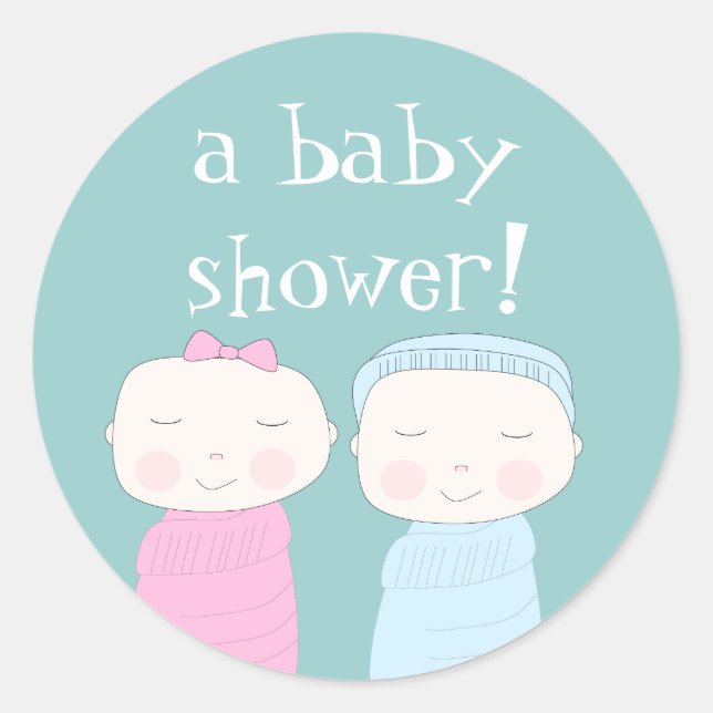Doppelte die Freude! Twin Baby Shower Runder Aufkleber (Vorderseite)