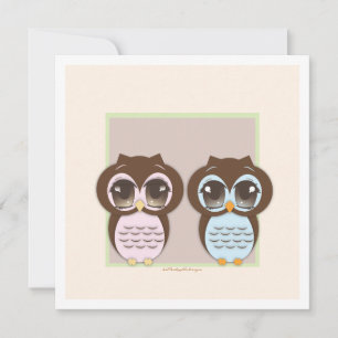 Doppelte die Freude!  Twin Owl Boy Girl Baby Dusch Einladung