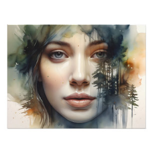 Doppelte Exposition von Frauen Fotodruck