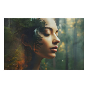 Doppelte Exposition von Frauen Fotodruck