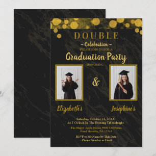 Doppelte gemeinsame Feier Graduation Party 2 Fotos Einladung