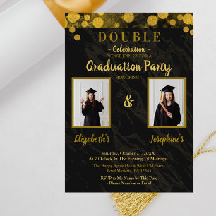 Doppelte gemeinsame Feier Graduation Party 2 Fotos Einladung