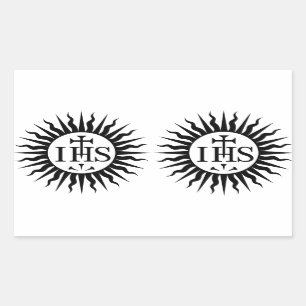(Doppelte) Gesellschaft VIER von Jesus (Jesuite) Rechteckiger Aufkleber