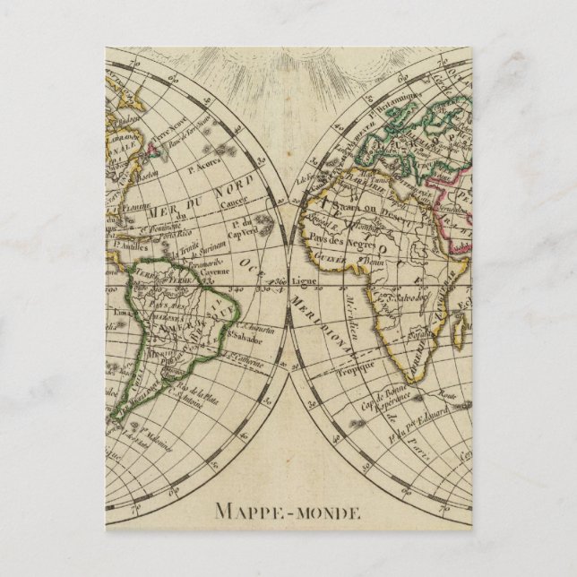 Doppelte Hemisphäre-Karte Postkarte (Vorderseite)