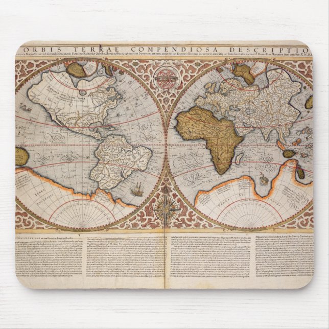 Doppelte Hemisphäre-Weltkarte, 1587 Mousepad (Vorne)