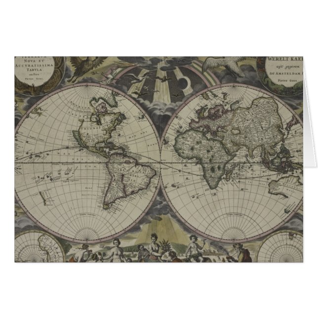 Doppelte Hemisphäre-Weltkarte | 1672 (Vorderseite (Horizontal))
