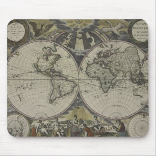 Doppelte Hemisphäre-Weltkarte   1672 Mousepad