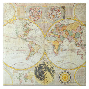 Doppelte Hemisphäre-Weltkarte Fliese