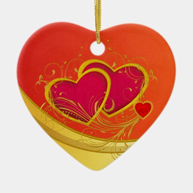 Doppelte Herzen Keramikornament (Vorne)