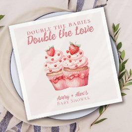 Doppelte Liebe Pink Cupcake Twin Baby Dusche Serviette
