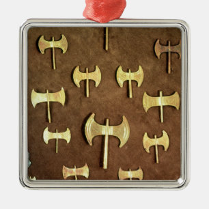 Doppelte Miniaturäxte Ornament Aus Metall