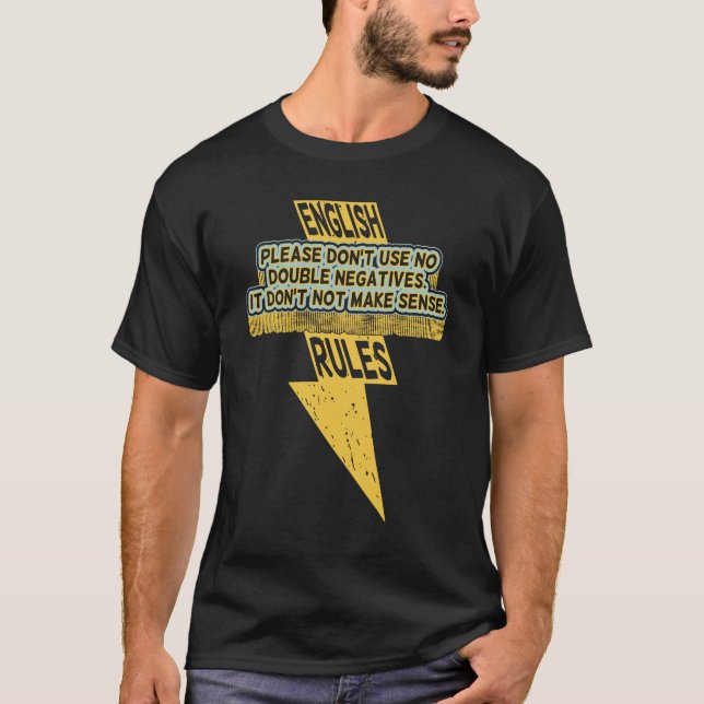 Doppelte negative Englischkenntnisse T-Shirt (Vorderseite)