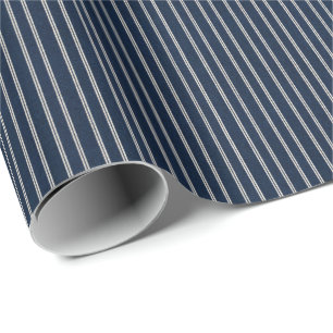 Doppelte Pinstripes Navy Blau Elfenbein Webstruktu Geschenkpapier