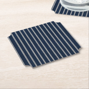 Doppelte Pinstripes Navy Blau Elfenbein Webstruktu Untersetzer