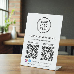 Doppelte QR-Codes Social Media Firmenlogo Sockelschild