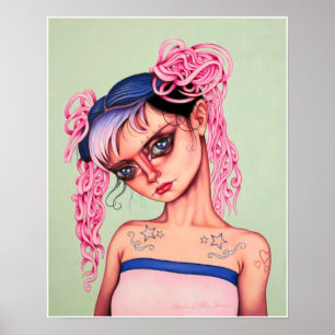 Doppelte rosa Pferdeschwänze Poster