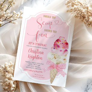 Doppelte Scoop Ice Cream Twins Baby Dusche Einladung