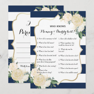 Doppelte SeitenBabyparty-Spiele - Rat  , wer weiß Einladung