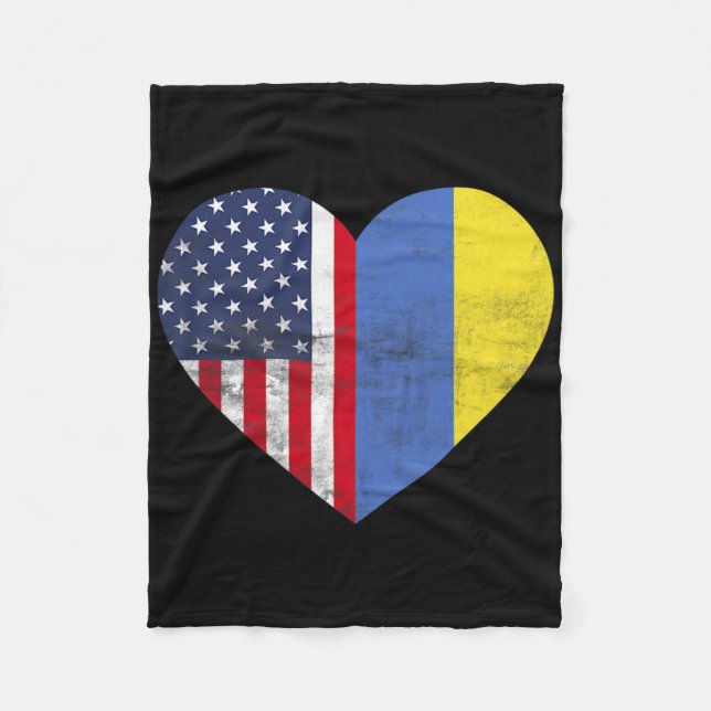 Doppelte Staatsbürgerschaft USA Ukraine Herz Ameri Fleecedecke (Vorderseite)