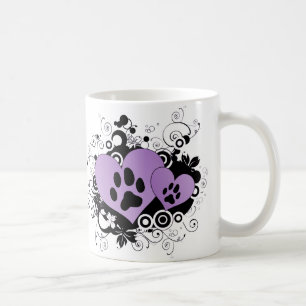 Doppelte Tatzevalentine-Herzen - lila Tasse