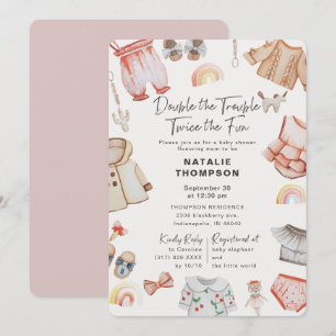Doppelte Trouble Girl Twins Pink Baby Dusche Einladung