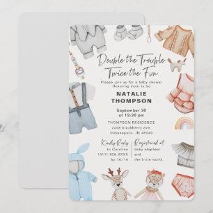 Doppelte Trouble Twins Boy Girl Baby Dusche Einladung