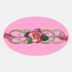 Doppelte Unendlichkeit Silver Gold Rose Ovaler Aufkleber