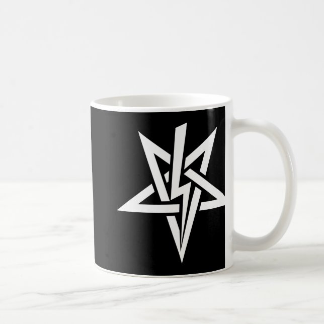 Doppelte weiße Tasse Anton Szandor LaVey Sigil (Rechts)