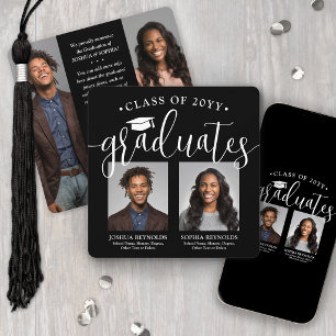 Doppelter Abschluss 2 Grade & 4 Fotos Schwarz & We Ankündigung