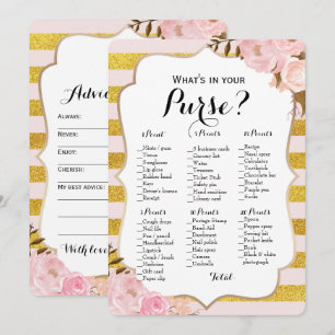 Doppelter Boden - 2 Brautparty-Spiele Tasche   Wün Einladung