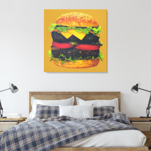 Doppelter Deluxe-Hamburger mit Käse Leinwanddruck