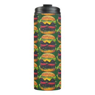 Doppelter Deluxe-Hamburger mit Käse-Muster Thermosbecher