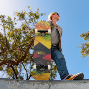 Doppelter Deluxe-Hamburger mit Käse Skateboard