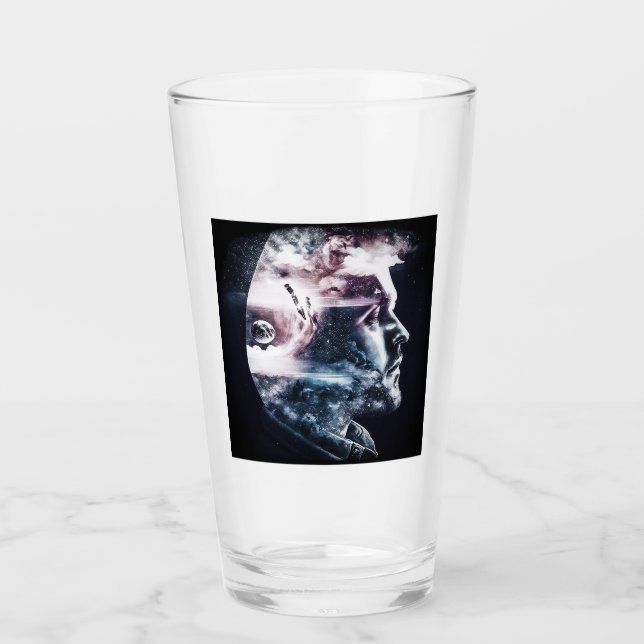 Doppelter Exposure Man Glass Tumbler (Vorderseite)