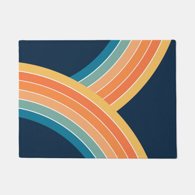 Doppelter farbenfroher Retro-Regenbogenstil Fußmatte (Vorderseite)