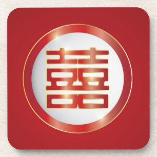 Doppelter Glück-Hochzeits-Korken-Untersetzer Untersetzer