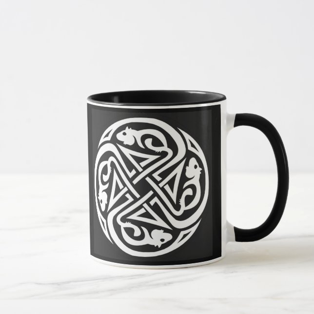 Doppelter keltischer Ratten-Kreis Tasse (Rechts)