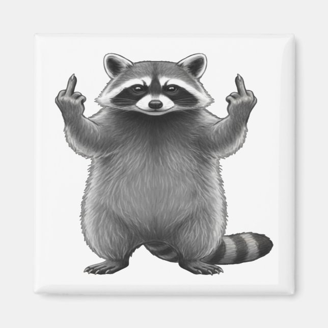 Doppelter Mittelfinger-Waschbär Magnet (Vorne)