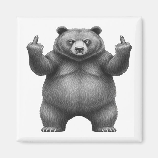Doppelter Mittelfingerbär Magnet (Vorne)