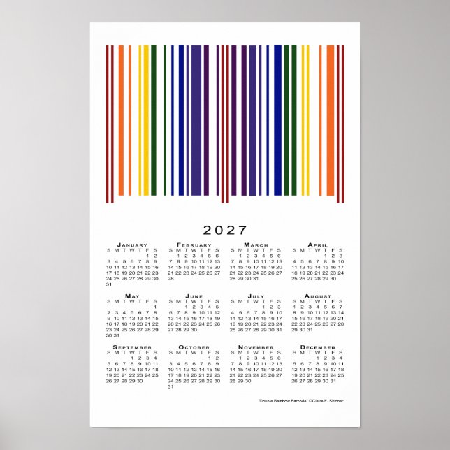 Doppelter Regenbogen-Barcode-Kalender 2027 Poster (Vorne)
